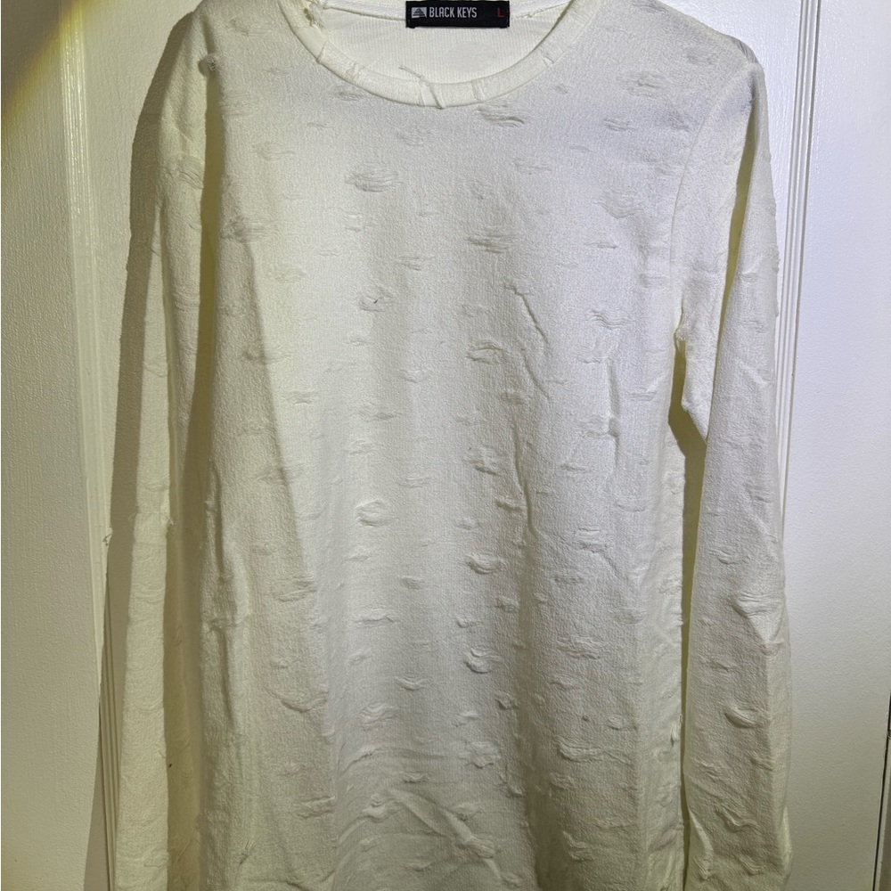 BLACK KEYS White Ribbed Tee - L